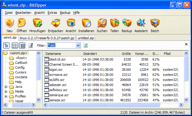 BitZipper Hauptfenster